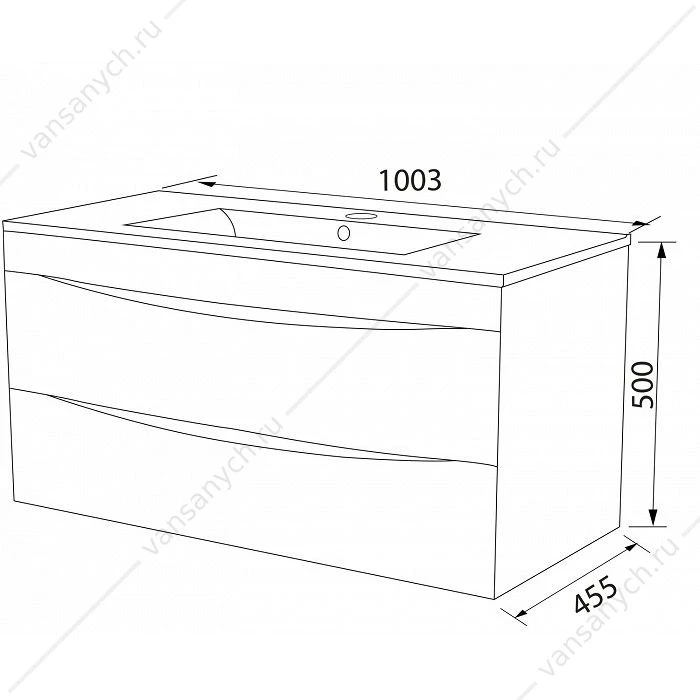 Тумба с умывальником, подвесная, 100 см, белая, Cloud, IDDIS, CLO10W1i95K