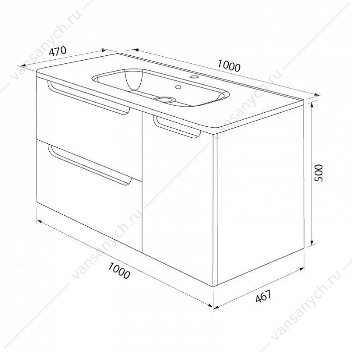 Тумба с умывальником, подвесная, 100 см, белая, Edifice, IDDIS, EDI10W1i95K