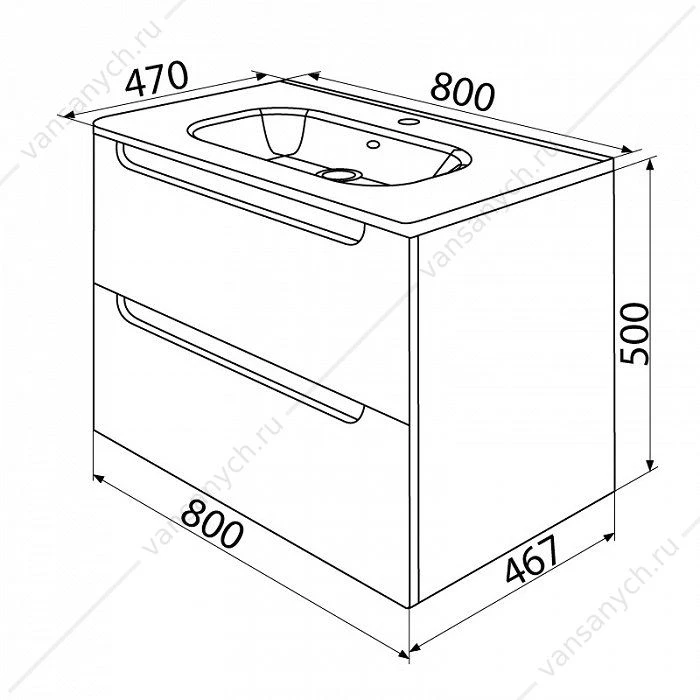Тумба с умывальником, подвесная, 80 см, белая, Edifice, IDDIS, EDI80W0i95K
