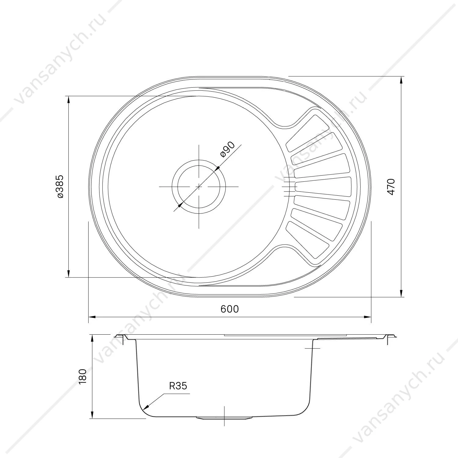 Мойка 60х47 IDDIS Suno S сталь/полиров.  SUN60PDi77