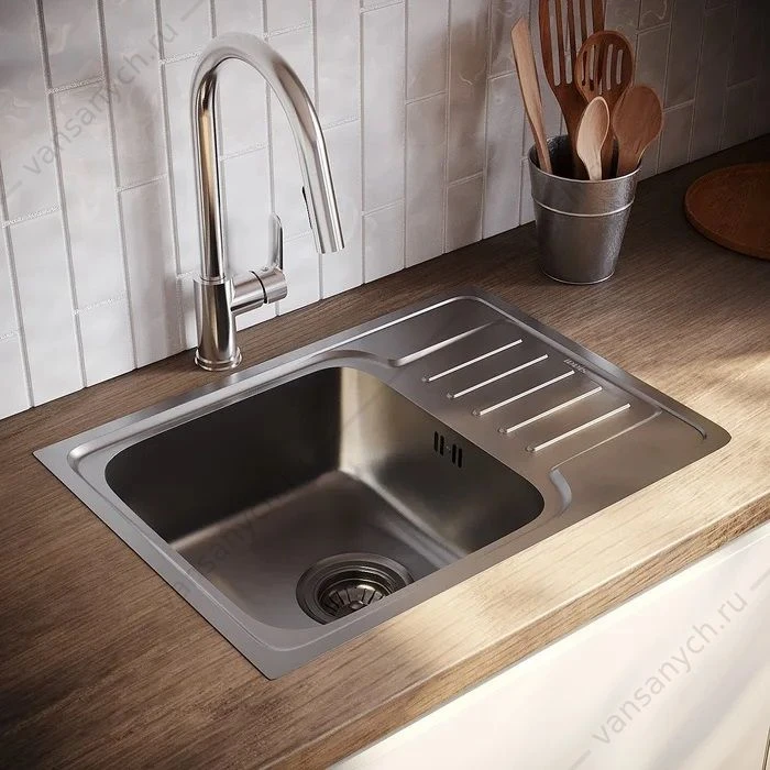 Мойка 60х44 IDDIS Sound, с крылом, сатин/шелк SND60SDi77