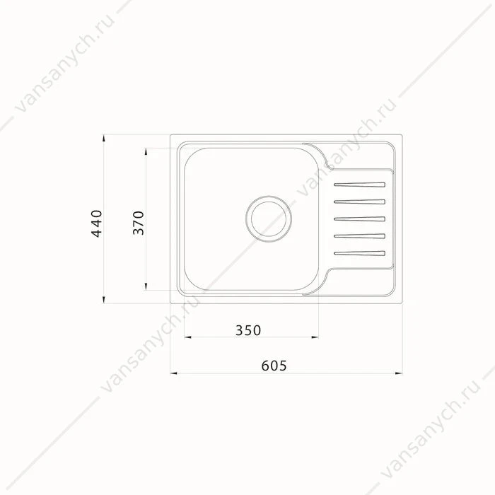 Мойка 60х44 IDDIS Sound, с крылом, сатин/шелк SND60SDi77