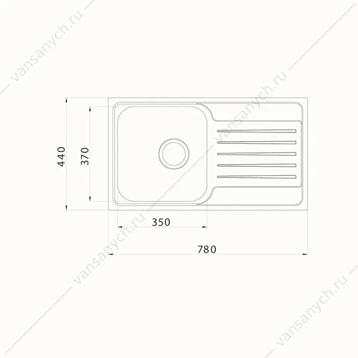 Мойка 78х44 IDDIS Sound, с крылом, сатин/шелк SND78SDi77