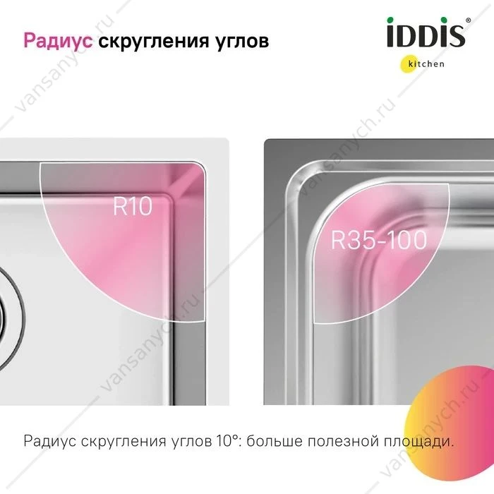 Мойка 44х44 IDDIS Prime, сатин, PRI44S0i77