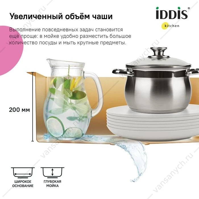 Мойка 74х44 IDDIS Edifice графит EDI74G0i77