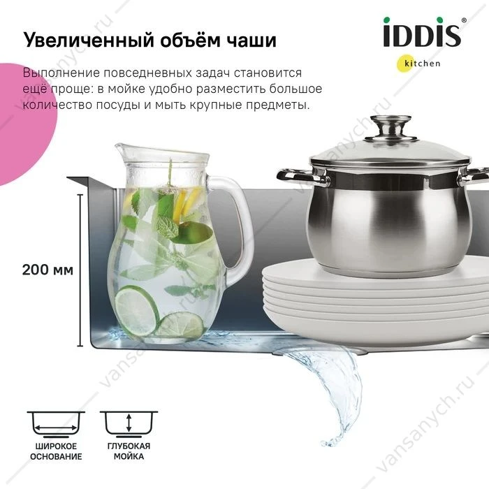 Мойка 74х44 IDDIS Edifice графит EDI75G2i77