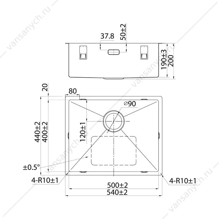Мойка 54х44 IDDIS Edifice золото EDI54B0i77
