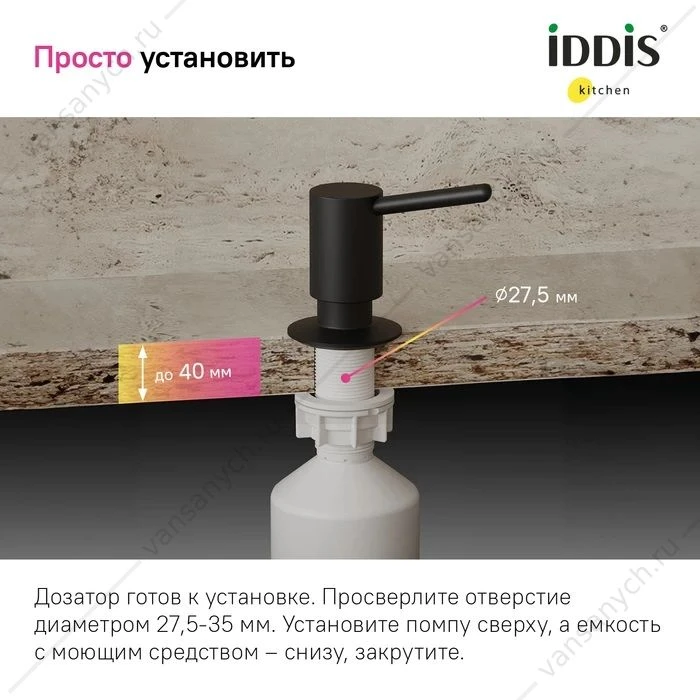 Дозатор черный IDDIS Kitchen Line SDIBL00i59