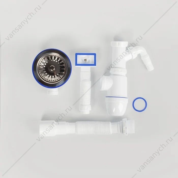 Cифон для мойки с выпуском 3 1/2 с переливом и отводом, Kitchen Line, IDDIS, S11UPS0i84