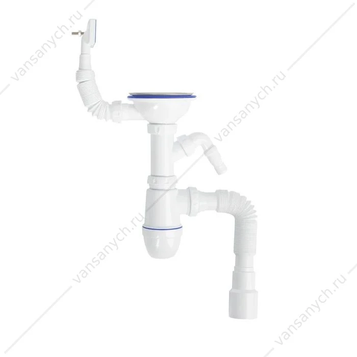 Cифон для мойки с выпуском 3 1/2 с переливом и отводом, Kitchen Line, IDDIS, S11UPS0i84