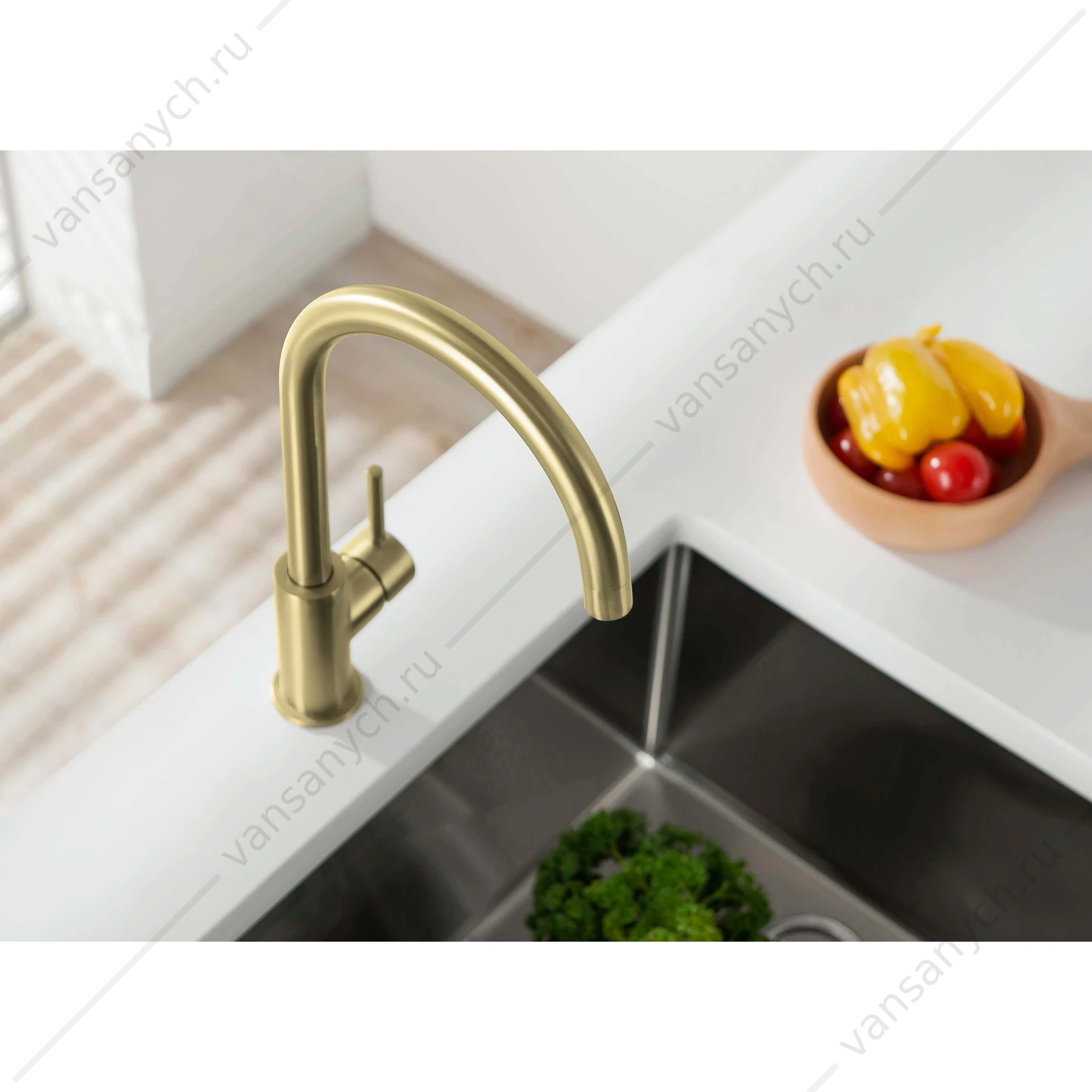 Смеситель для кухни AQUATEK Европа, шлиф.золото AQ1382BG