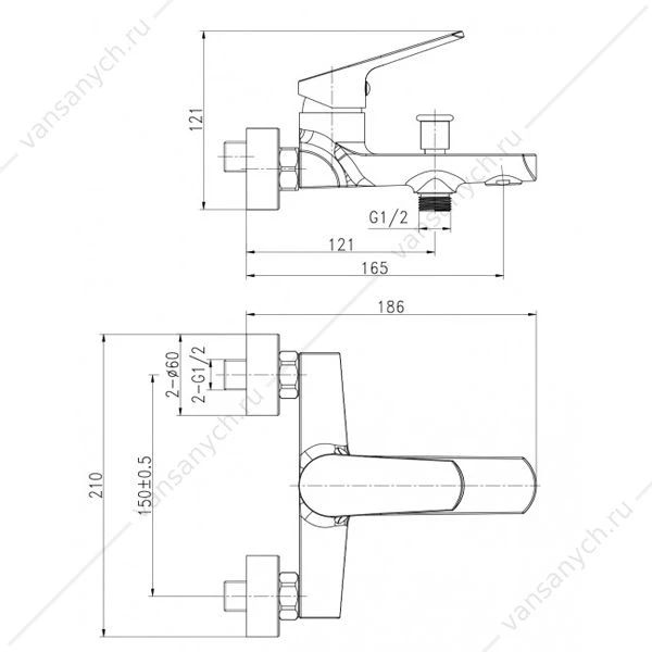Смеситель для ванны CERSANIT FLAVIS, 63035