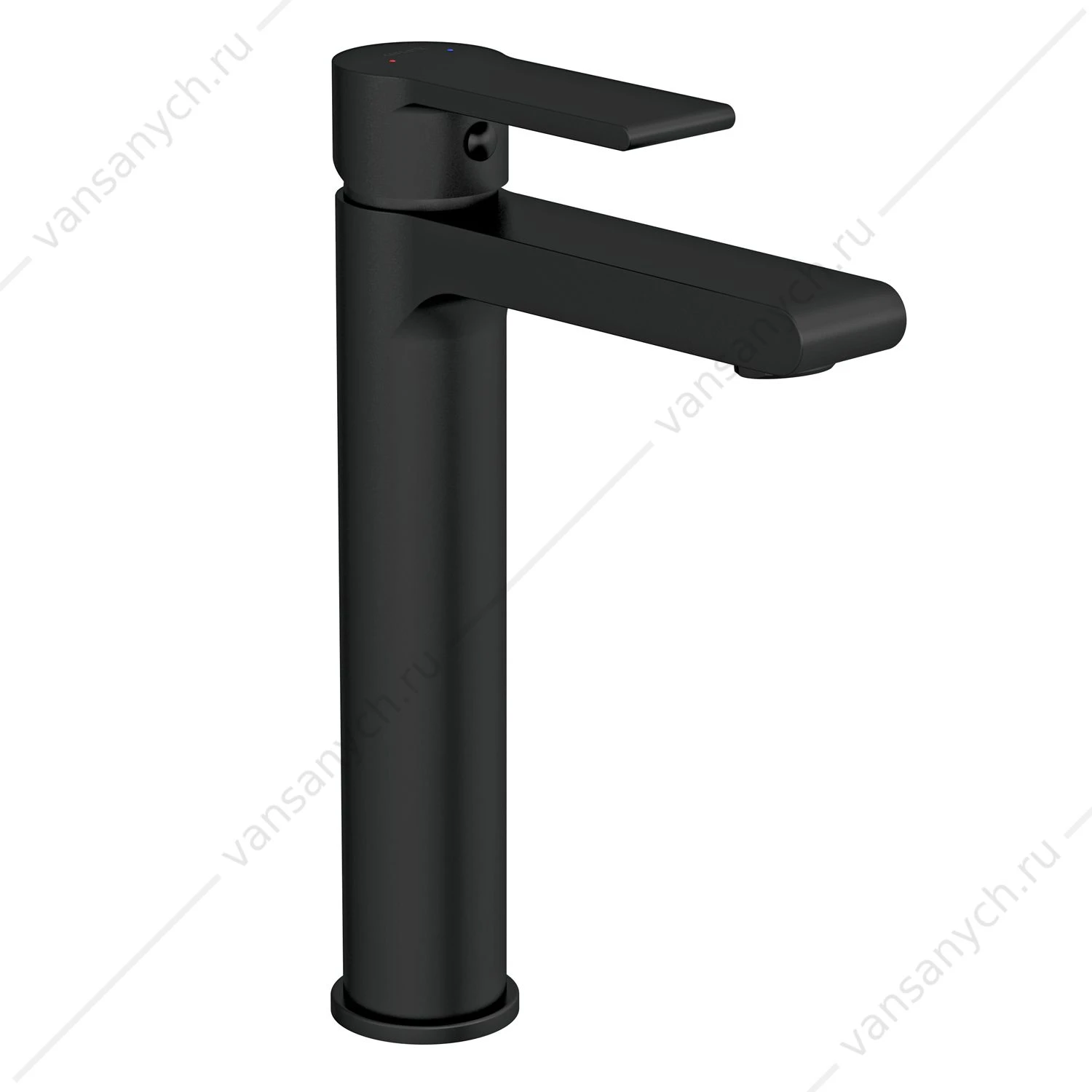 Смеситель для раковины CERSANIT BRASKO BLACK, высокий, сливной гарнитур, черный, 63111
