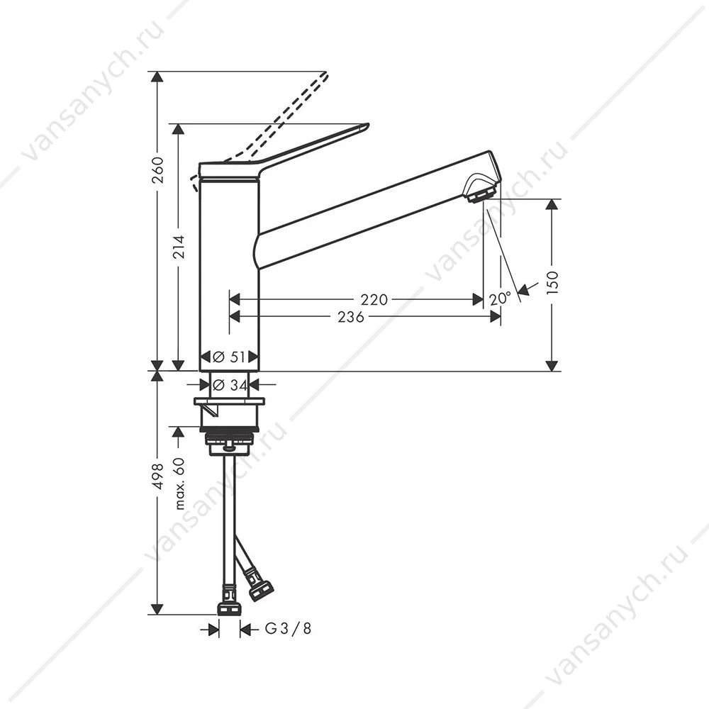 Смеситель для кухни HG Zesis M33 150  1jet хром 74802000