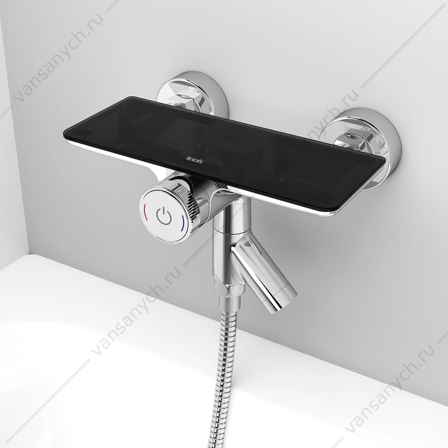 Смеситель для ванны с Push Control, IDDIS Shelfy, хром/черный SHESBBTi02WA
