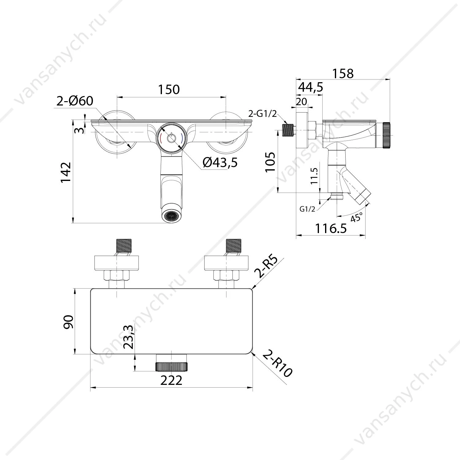 Смеситель для ванны с Push Control, IDDIS Shelfy, черный SHEBLBTi02WA