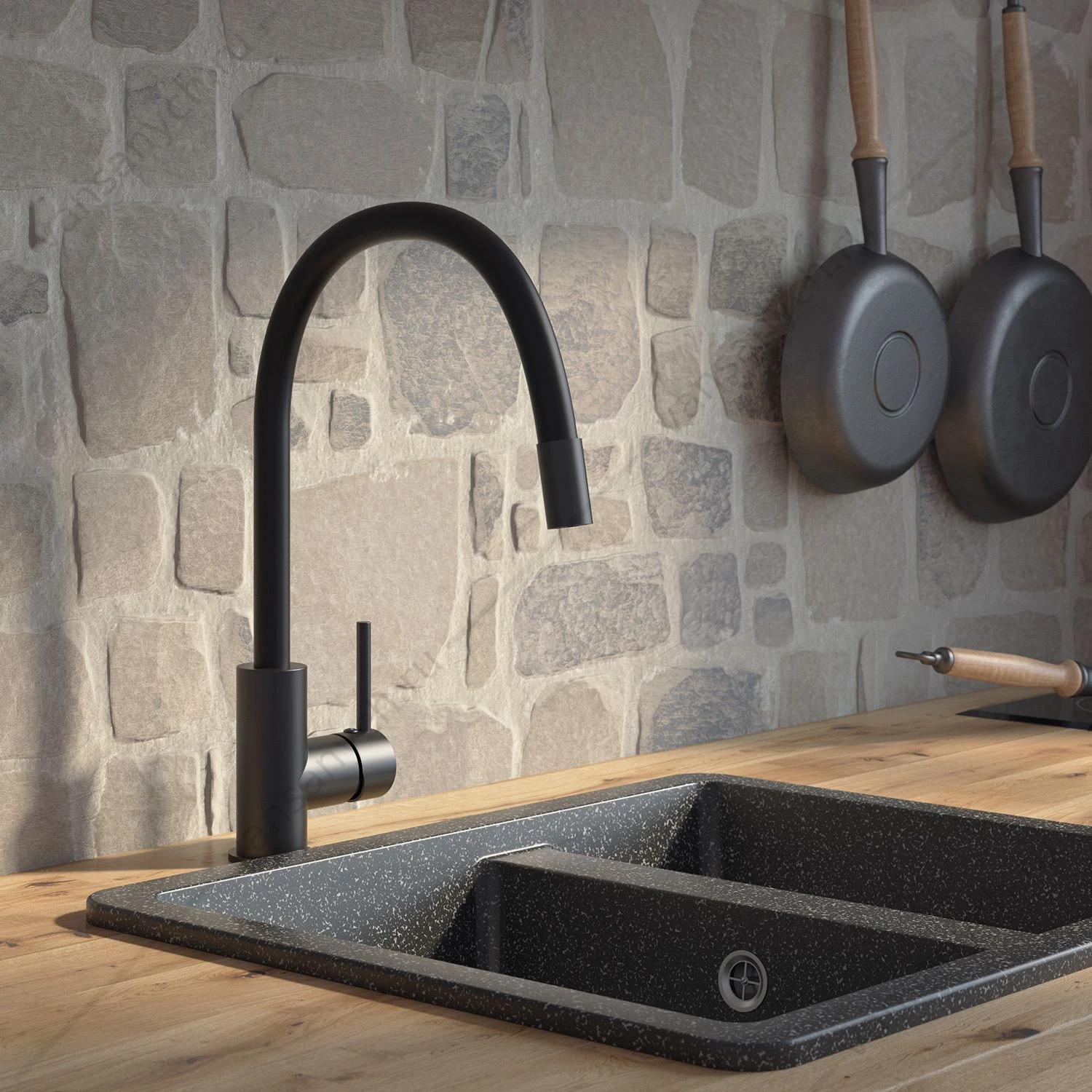 Смеситель для кухни, IDDIS Kitchen 360, черный K36BLJ0i05