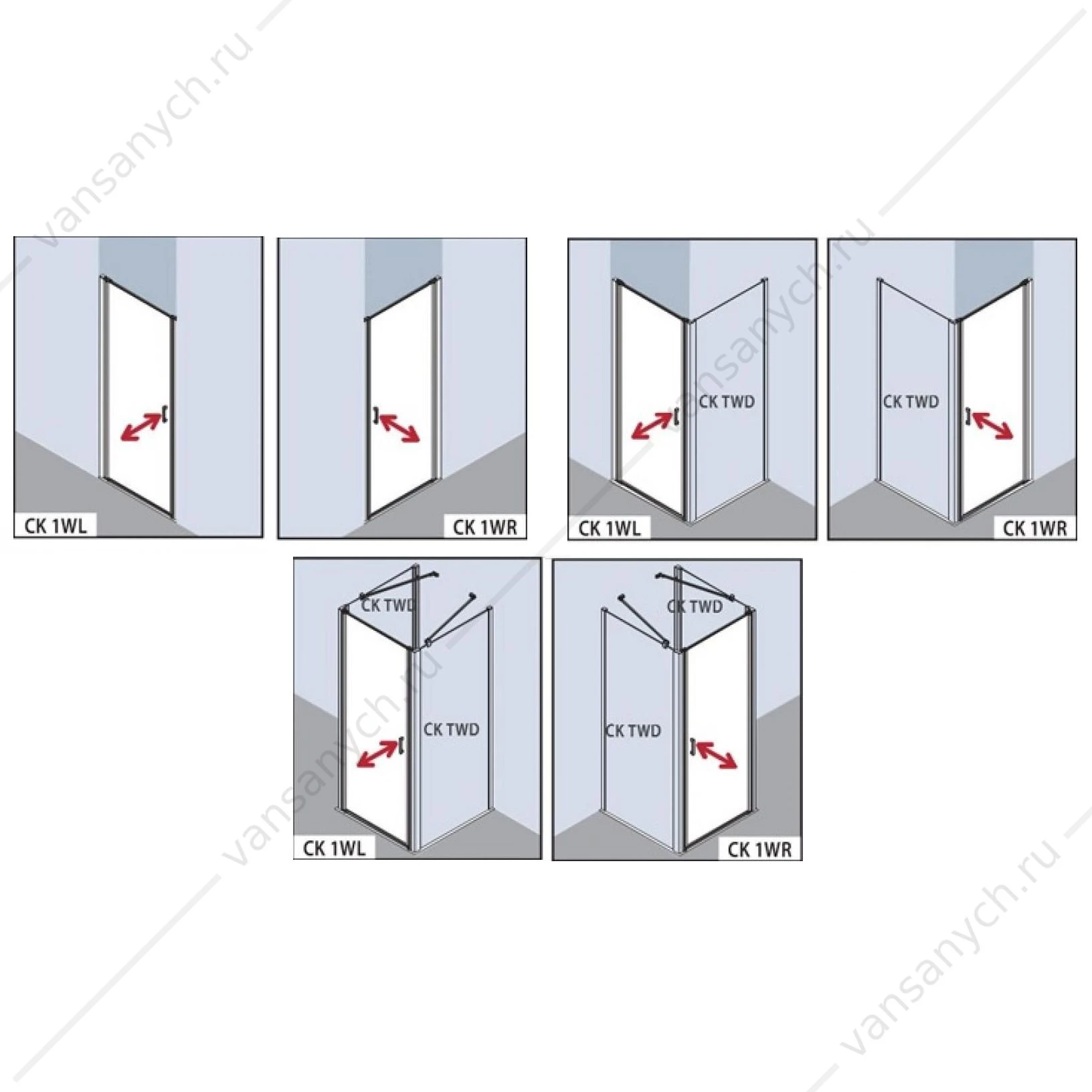 Дверь душевая Kermi CADA XS CK 1WL 09020 VPK 1-створ. 860-910/2000мм, крепл. слева